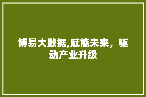 博易大数据,赋能未来，驱动产业升级 小程序开发