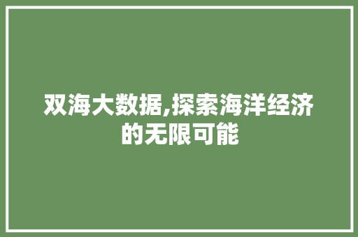 双海大数据,探索海洋经济的无限可能