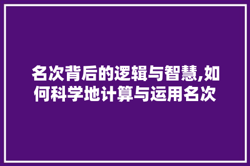 名次背后的逻辑与智慧,如何科学地计算与运用名次 头条优化