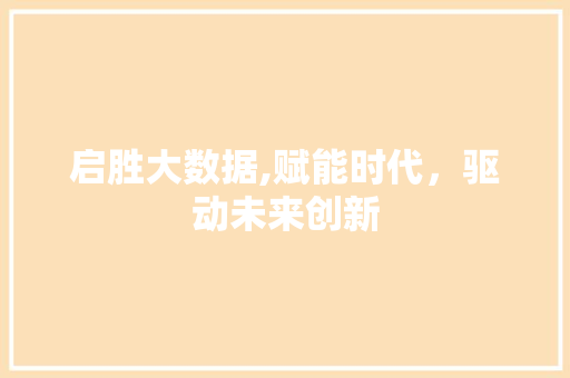 启胜大数据,赋能时代，驱动未来创新 头条优化