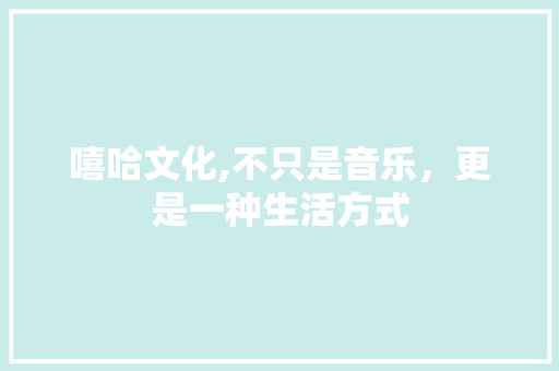 嘻哈文化,不只是音乐，更是一种生活方式