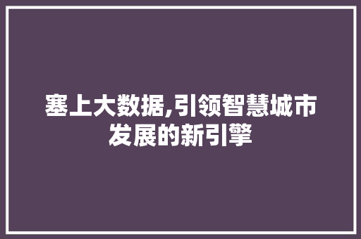 塞上大数据,引领智慧城市发展的新引擎 AI技术学习