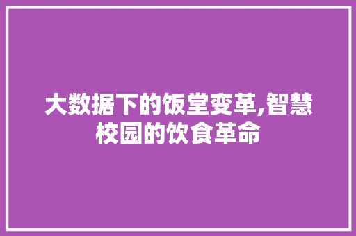 大数据下的饭堂变革,智慧校园的饮食革命 360搜优化