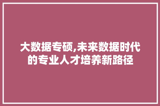 大数据专硕,未来数据时代的专业人才培养新路径