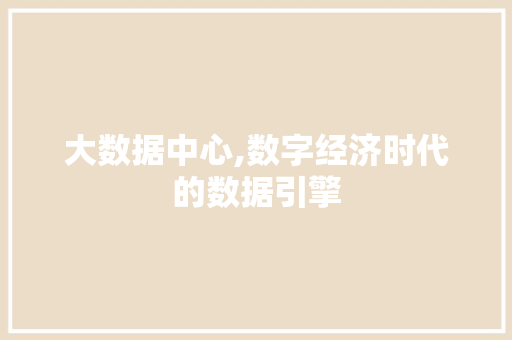 大数据中心,数字经济时代的数据引擎 英文谷歌算法