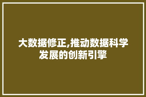 大数据修正,推动数据科学发展的创新引擎 搜狗优化