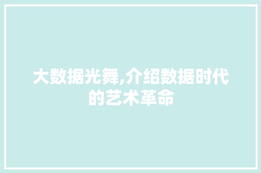 大数据光舞,介绍数据时代的艺术革命