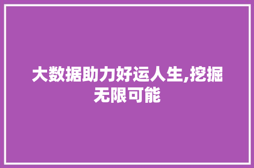 大数据助力好运人生,挖掘无限可能