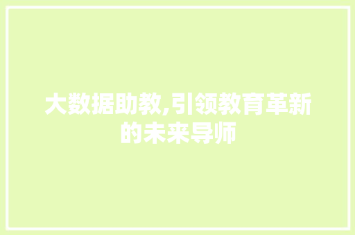 大数据助教,引领教育革新的未来导师