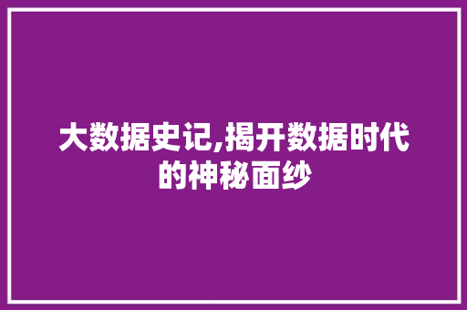 大数据史记,揭开数据时代的神秘面纱