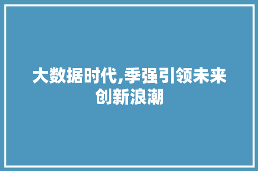 大数据时代,季强引领未来创新浪潮 头条优化