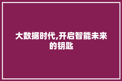 大数据时代,开启智能未来的钥匙 网站优化 大数据时代,开启智能未来的钥匙 网站优化