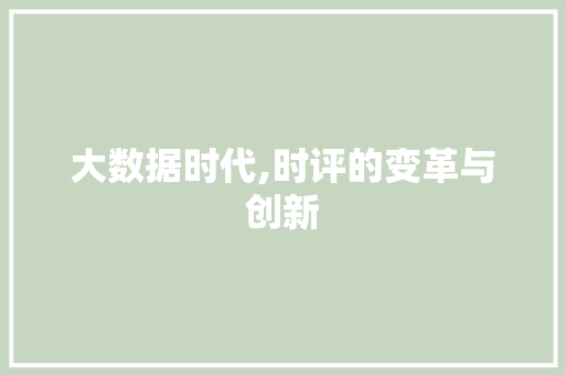 大数据时代,时评的变革与创新 网站开发