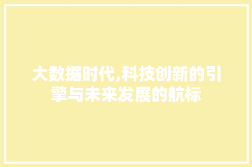 大数据时代,科技创新的引擎与未来发展的航标 AI技术学习