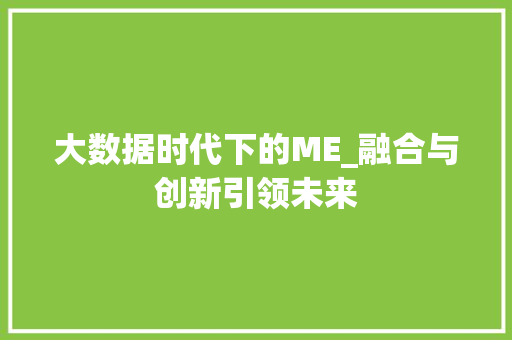 大数据时代下的ME_融合与创新引领未来 英文谷歌算法