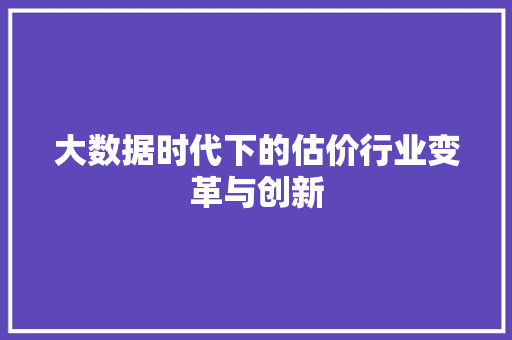 大数据时代下的估价行业变革与创新 seo技术