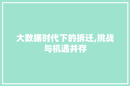 大数据时代下的拆迁,挑战与机遇并存