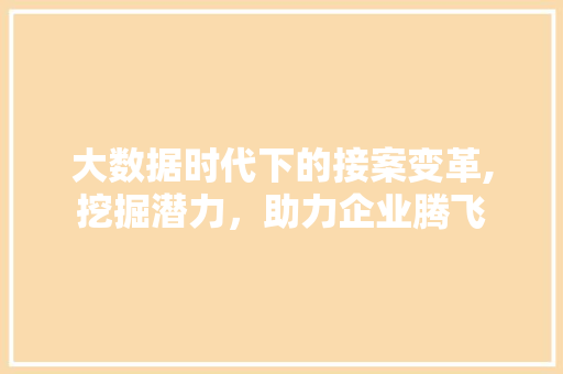 大数据时代下的接案变革,挖掘潜力，助力企业腾飞