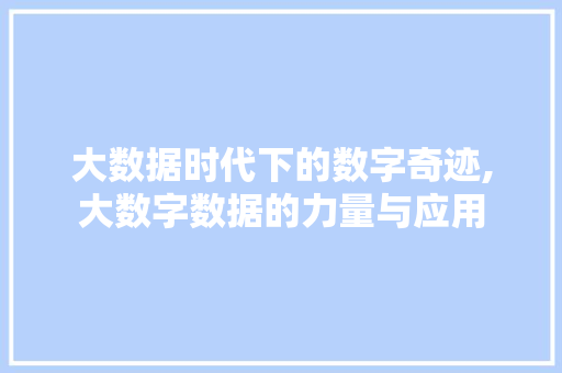 大数据时代下的数字奇迹,大数字数据的力量与应用