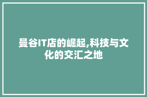 曼谷IT店的崛起,科技与文化的交汇之地