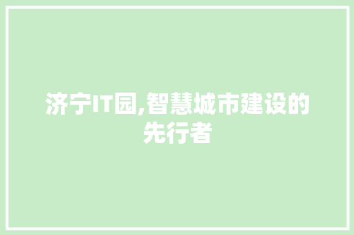 济宁IT园,智慧城市建设的先行者 头条优化