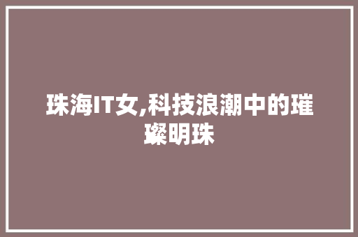 珠海IT女,科技浪潮中的璀璨明珠 英文谷歌算法