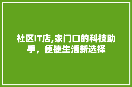 社区IT店,家门口的科技助手，便捷生活新选择