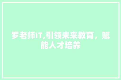 罗老师IT,引领未来教育，赋能人才培养