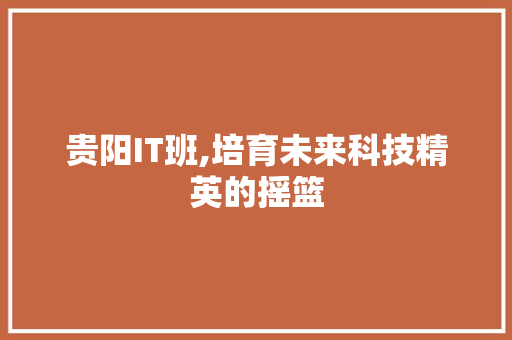 贵阳IT班,培育未来科技精英的摇篮 小程序开发