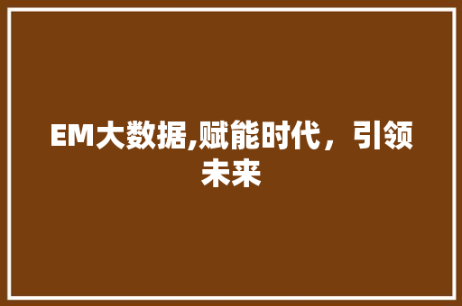 EM大数据,赋能时代，引领未来