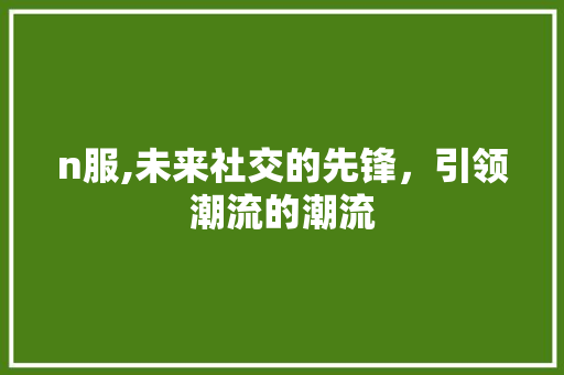 n服,未来社交的先锋，引领潮流的潮流
