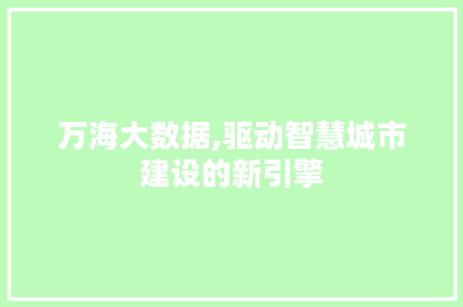 万海大数据,驱动智慧城市建设的新引擎 百度算法