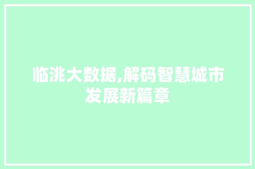 临洮大数据,解码智慧城市发展新篇章