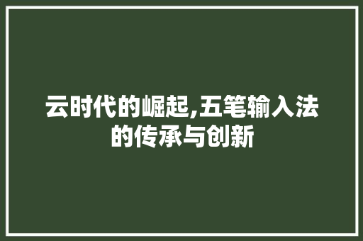云时代的崛起,五笔输入法的传承与创新