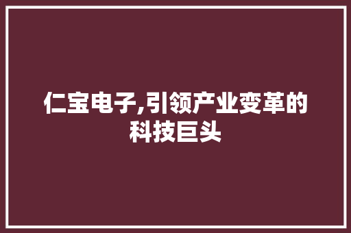 仁宝电子,引领产业变革的科技巨头