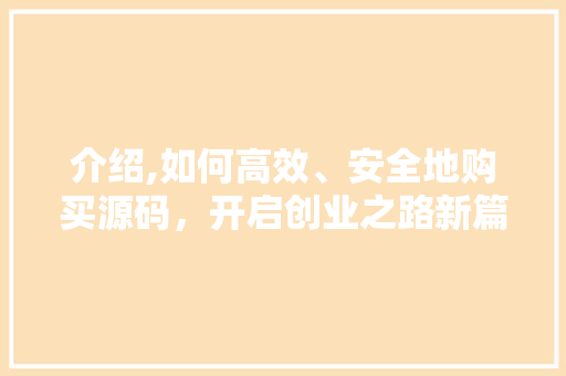 介绍,如何高效、安全地购买源码，开启创业之路新篇章