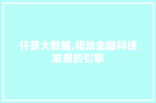 仟首大数据,驱动金融科技发展的引擎 seo技术