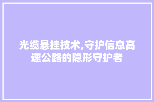 光缆悬挂技术,守护信息高速公路的隐形守护者
