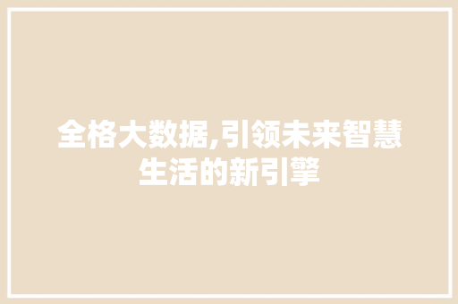 全格大数据,引领未来智慧生活的新引擎 英文谷歌算法