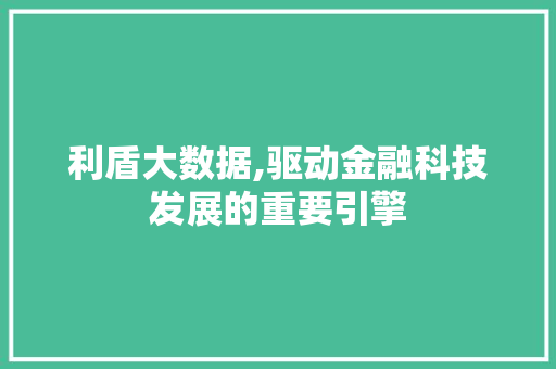 利盾大数据,驱动金融科技发展的重要引擎