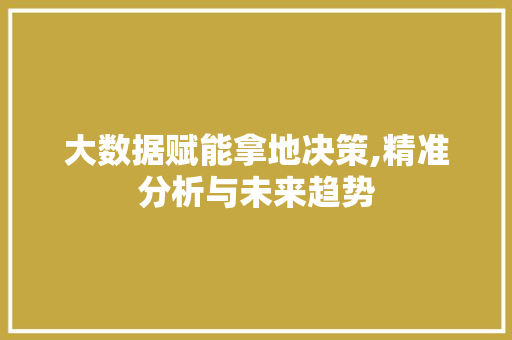 大数据赋能拿地决策,精准分析与未来趋势