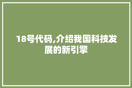 18号代码,介绍我国科技发展的新引擎