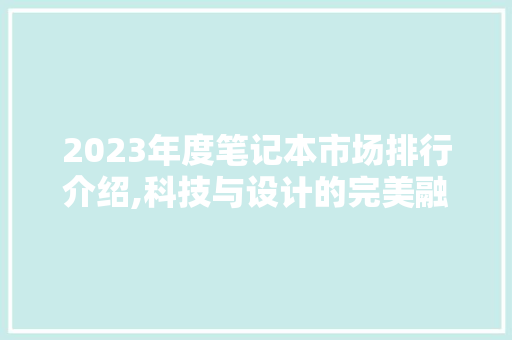2023年度笔记本市场排行介绍,科技与设计的完美融合