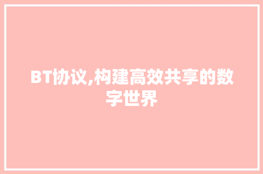 BT协议,构建高效共享的数字世界