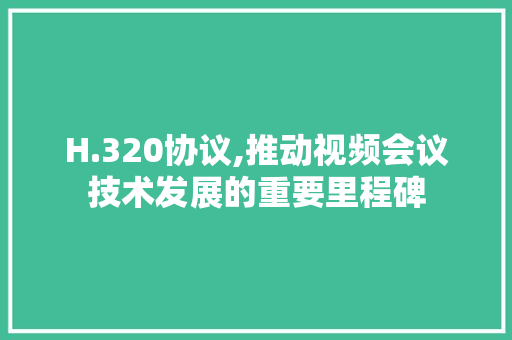 H.320协议,推动视频会议技术发展的重要里程碑 网站优化