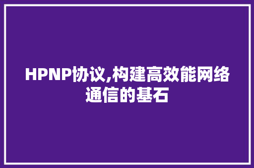 HPNP协议,构建高效能网络通信的基石 网站开发