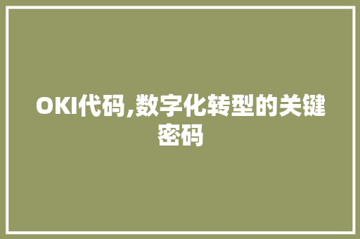 OKI代码,数字化转型的关键密码 360搜优化