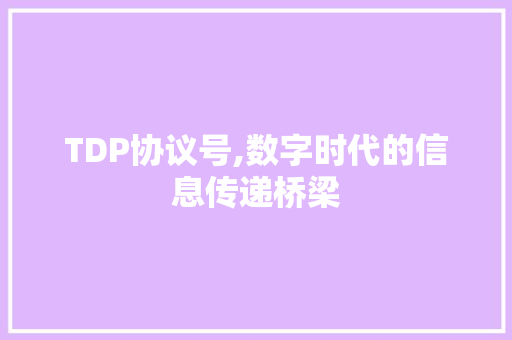 TDP协议号,数字时代的信息传递桥梁 英文谷歌算法