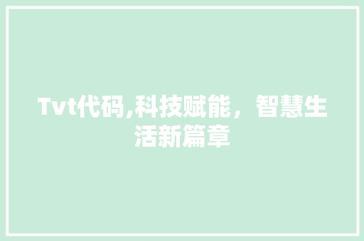 Tvt代码,科技赋能，智慧生活新篇章 网站开发