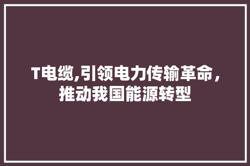 T电缆,引领电力传输革命，推动我国能源转型